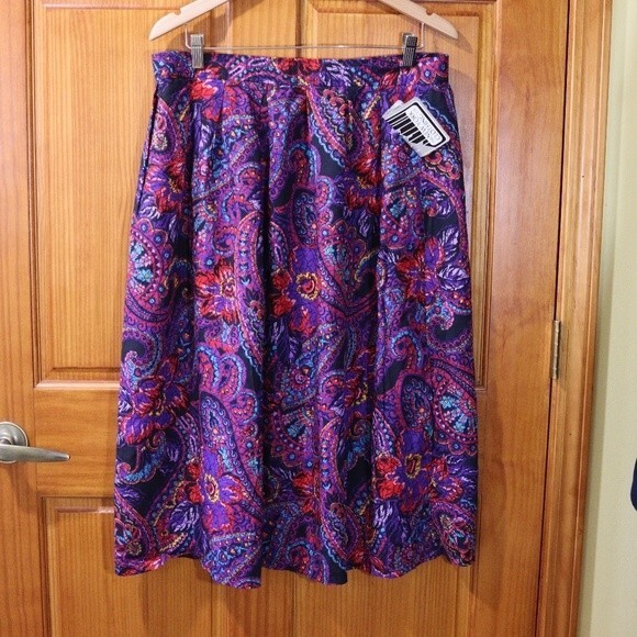 The New York Clothing Co 1990s Floral Mosaic Boho Hippie Rayon Midi Skirt NWT US - Picture 10 of 12